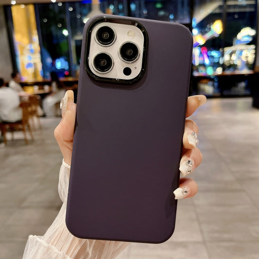 For iPhone 16 Pro Max Metal Liquid Silicone Skin Feel Phone Case(Dark Purple) - iPhone 16 Pro Max Cases by buy2fix | Online Shopping UK | buy2fix