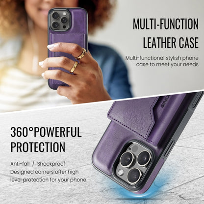 For iPhone 16 Pro DG.MING MAGKING-K2 Series MagSafe RFID Card Bag Detachable Phone Case(Purple) - iPhone 16 Pro Cases by DG.MING | Online Shopping UK | buy2fix