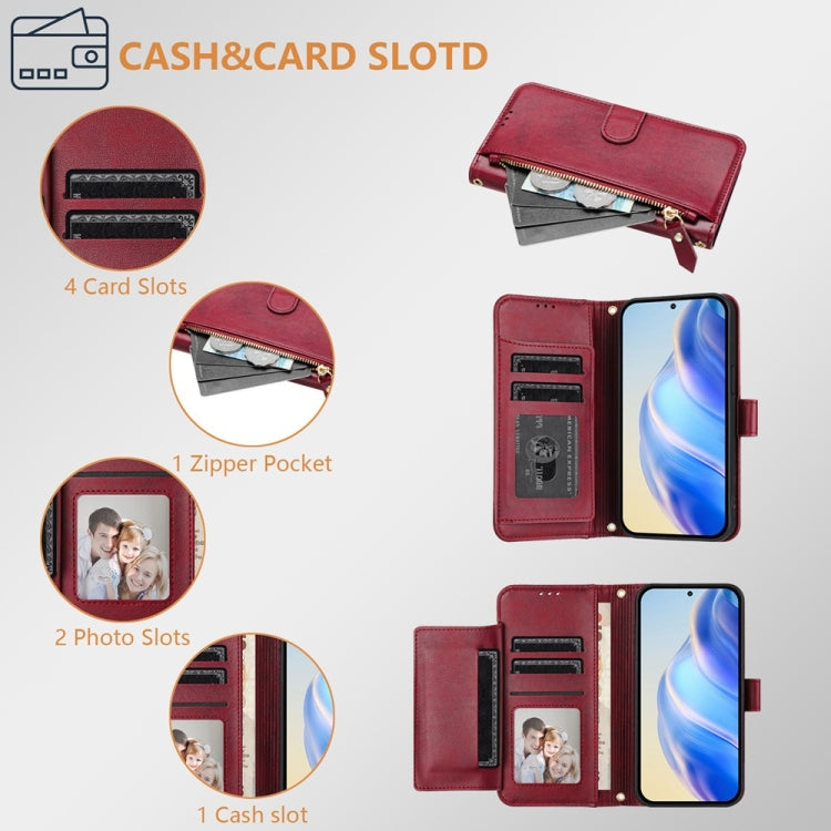 For Boost Mobile Celero 5G+ 2024 / Celero 3+ Multi-Card Slots Zipper Wallet Leather Phone Case(Dark Red) - More Brand by buy2fix | Online Shopping UK | buy2fix