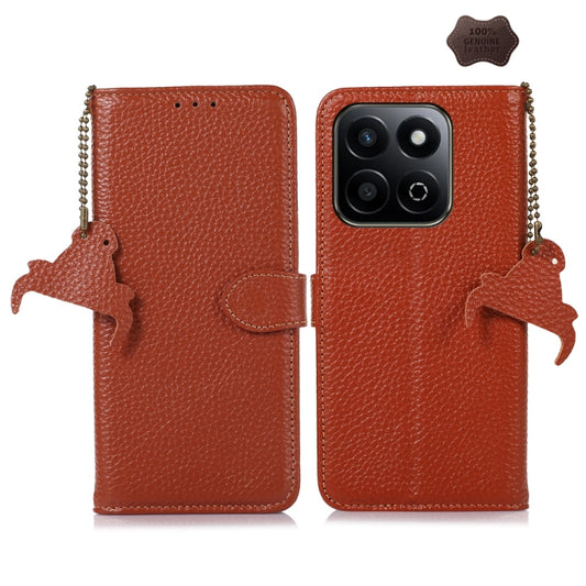 For Honor Play 60 Plus Genuine Leather Litchi Texture RFID Leather Phone Case(Coffee) - Honor Cases by buy2fix | Online Shopping UK | buy2fix