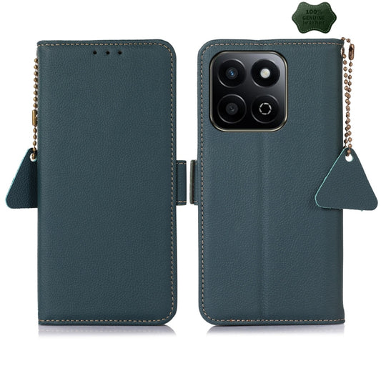 For Honor Play 60 Plus / 200 Smart Side-Magnetic TJ Genuine Leather RFID Phone Case(Green) - Honor Cases by buy2fix | Online Shopping UK | buy2fix