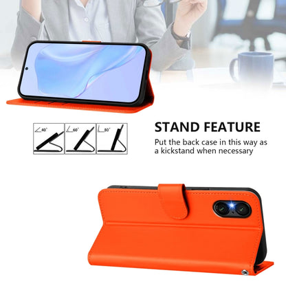 For Sony Xperia 5 VI 2024 Skin Feel Solid Color Leather Phone Case with Lanyard(Orange) - Sony Cases by buy2fix | Online Shopping UK | buy2fix