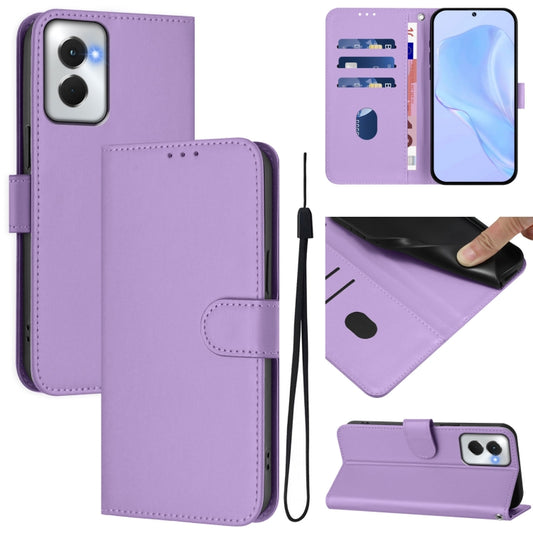 For Motorola Moto G Power 5G 2024 Skin Feel Solid Color Leather Phone Case with Lanyard(Lavender Purple) - Motorola Cases by buy2fix | Online Shopping UK | buy2fix