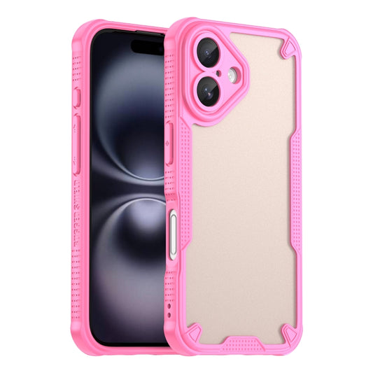 For iPhone 16 Armor Glaze PC Hybrid TPU Phone Case(Pink) - iPhone 16 Cases by buy2fix | Online Shopping UK | buy2fix