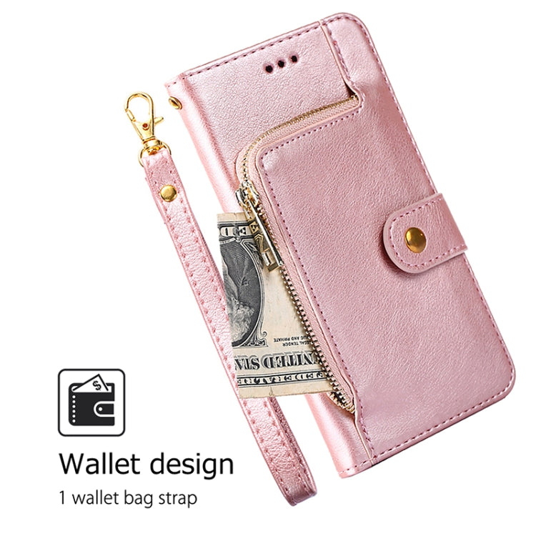 For iPhone 16 Zipper Bag Leather Phone Case(Rose Gold) - iPhone 16 Cases by buy2fix | Online Shopping UK | buy2fix