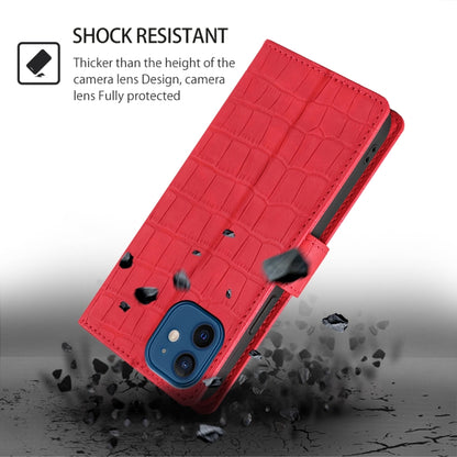 For iPhone 16 Plus Skin Feel Crocodile Magnetic Clasp Leather Phone Case(Red) - iPhone 16 Plus Cases by buy2fix | Online Shopping UK | buy2fix