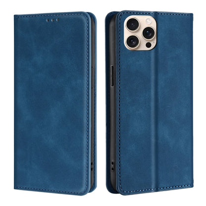 For iPhone 16 Pro Skin Feel Magnetic Leather Phone Case(Blue) - iPhone 16 Pro Cases by buy2fix | Online Shopping UK | buy2fix