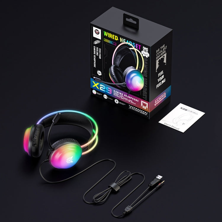 ONIKUMA X29 Head-mounted RGB Light Wired Gaming Headset, Cable Length: 2.2m(Black) - Multimedia Headset by ONIKUMA | Online Shopping UK | buy2fix