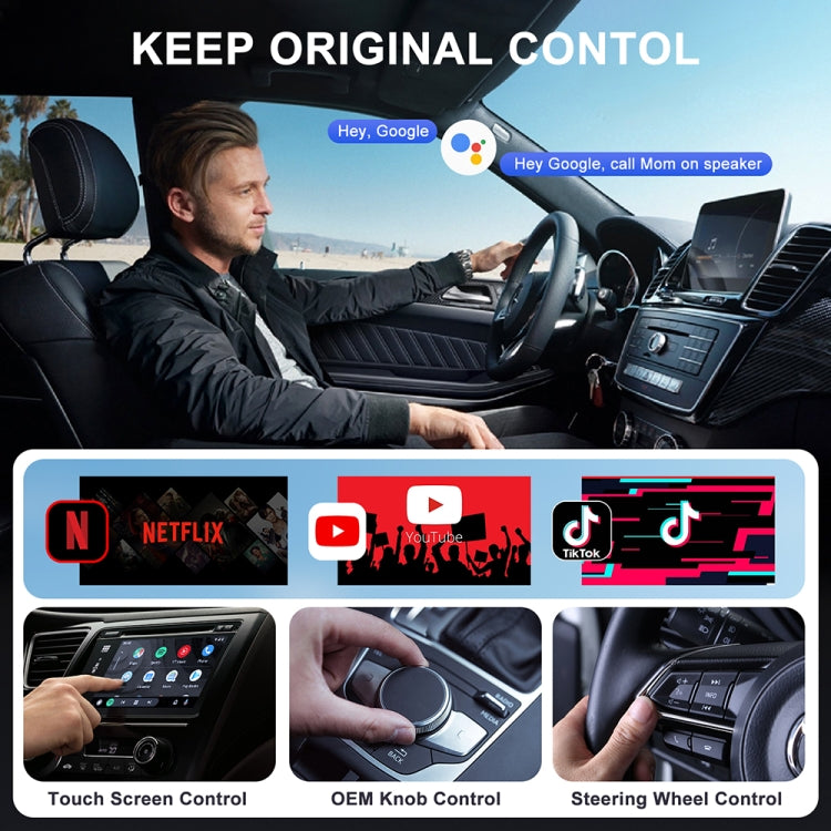 USB Interface Wired to Wireless CarPlay Auto Adapter for Android, Specification:Square(Silver) - Bluetooth Adapters by buy2fix | Online Shopping UK | buy2fix