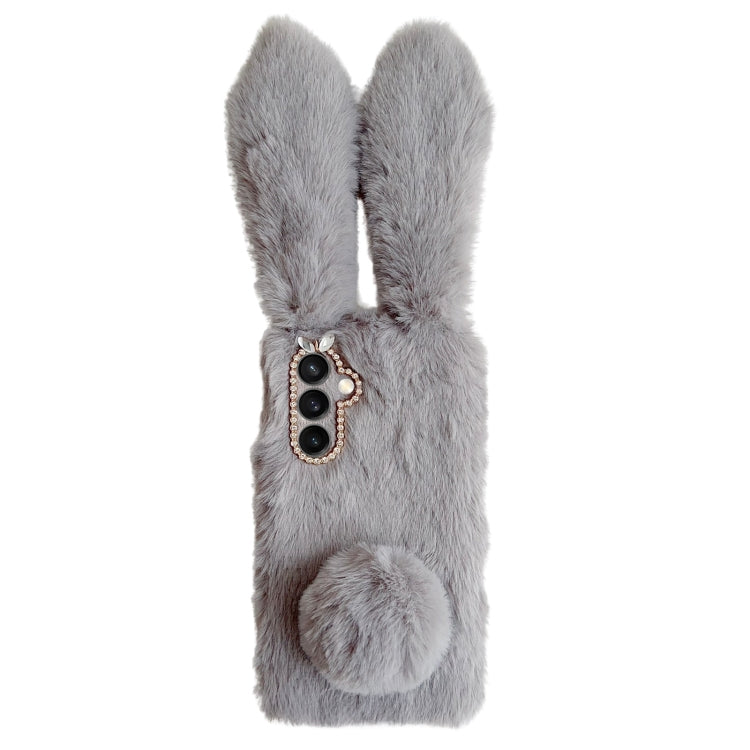 For Samsung Galaxy S25 5G Cute Plush Rabbit TPU Phone Case(Light Grey) - Galaxy S25 5G Cases by buy2fix | Online Shopping UK | buy2fix