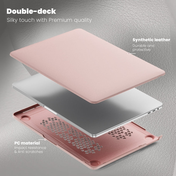 For MacBook Pro 13.3 inch M1 A2338 Business Magnetic Holder PC + PU Laptop Protective Case(Pink) - MacBook Pro Cases by buy2fix | Online Shopping UK | buy2fix