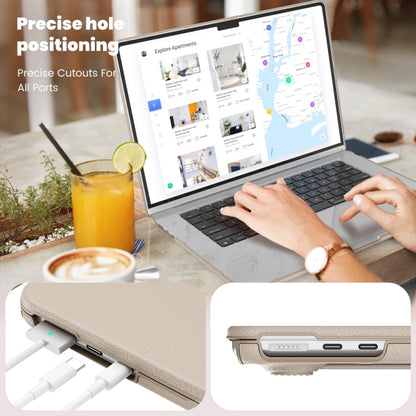 For MacBook Air 15.3 inch A3114 / A2941 Business Magnetic Holder PC + PU Laptop Protective Case(Gold) - MacBook Air Cases by buy2fix | Online Shopping UK | buy2fix