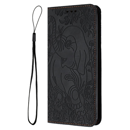 For Samsung Galaxy S25 5G Retro Elephant Embossed Leather Phone Case(Black) - Galaxy S25 5G Cases by buy2fix | Online Shopping UK | buy2fix