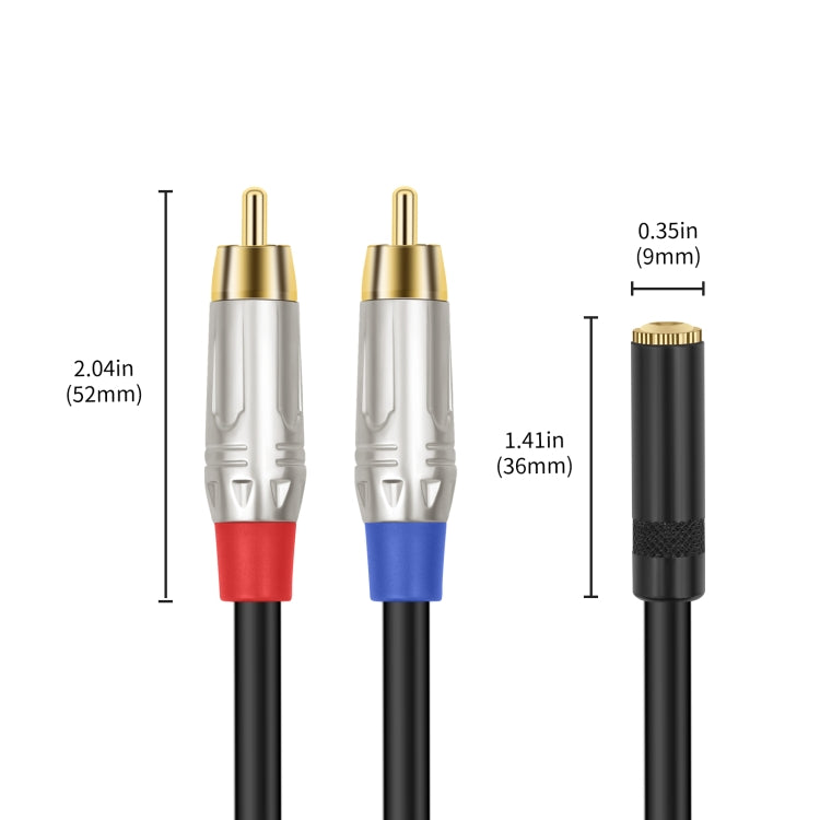 3.5mm 1/8 TRS Stereo Female to Dual RCA Male Y-type Audio Cable, Length:50cm - Microphone Audio Cable & Connector by buy2fix | Online Shopping UK | buy2fix