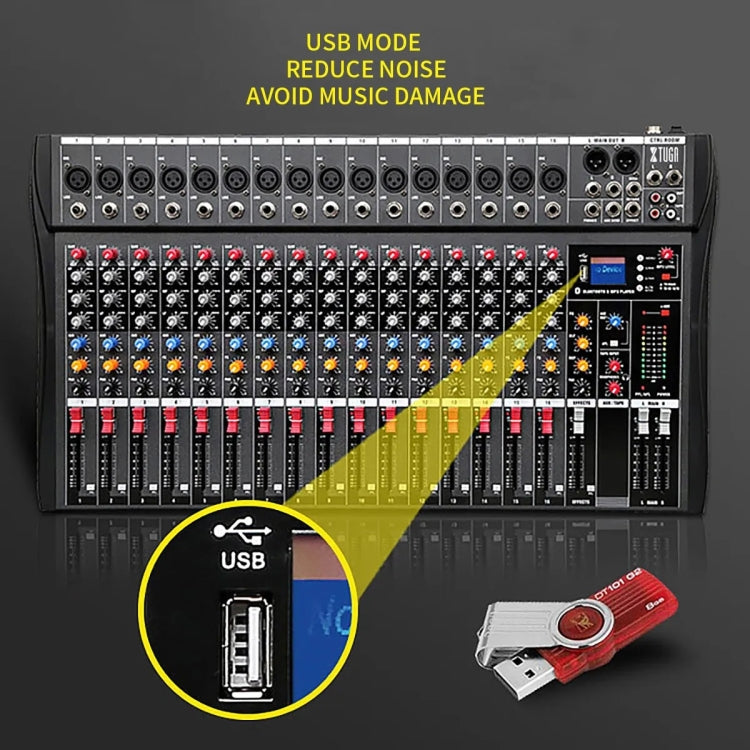 XTUGA CT160X 16-Channels Audio Mixer DJ Mixing Console with 48V Power Supply(UK Plug) - Live Sound Effects Processors by XTUGA | Online Shopping UK | buy2fix