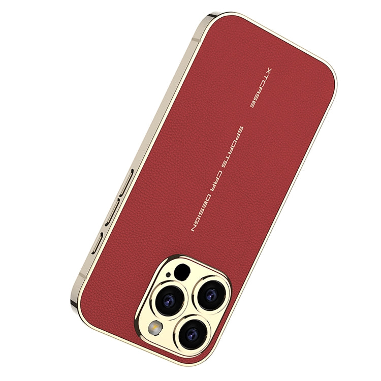 For iPhone 16 Pro Max GKK Plated Plain Leather Shockproof Phone Case(Red) - iPhone 16 Pro Max Cases by GKK | Online Shopping UK | buy2fix