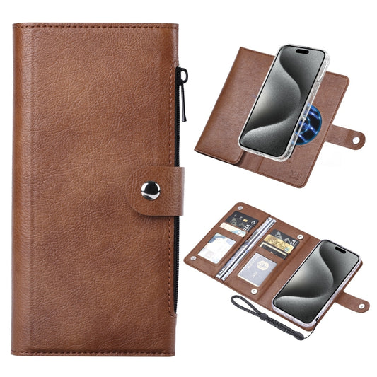 For iPhone 15 Pro Max ViLi GVS-C Series MagSafe Magnetic RFID Leather Flip Phone Case(Brown) - iPhone 15 Pro Max Cases by ViLi | Online Shopping UK | buy2fix