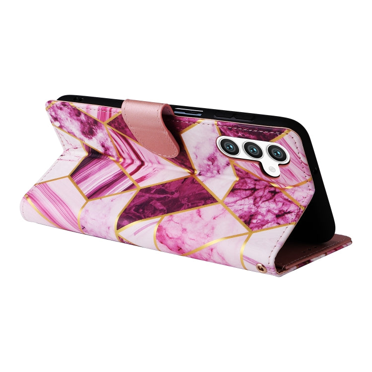 For Samsung Galaxy S25+ 5G Marble Bronzing Stitching Leather Phone Case(Purple) - Galaxy S25+ 5G Cases by buy2fix | Online Shopping UK | buy2fix