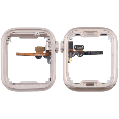 For Apple Watch Series 7 / 8 / 9 41MM LTE Aluminium Alloy Middle Frame Bezel Plate with Crown Spin Axis Flex Cable(Starlight) - Middle Frame by buy2fix | Online Shopping UK | buy2fix