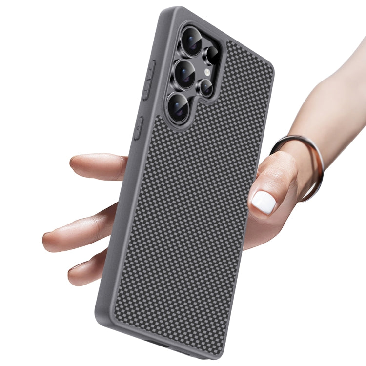 For Samsung Galaxy S25 5G Pita Series TPU + PC Texture Phone Case(Grey) - Galaxy S25 5G Cases by buy2fix | Online Shopping UK | buy2fix