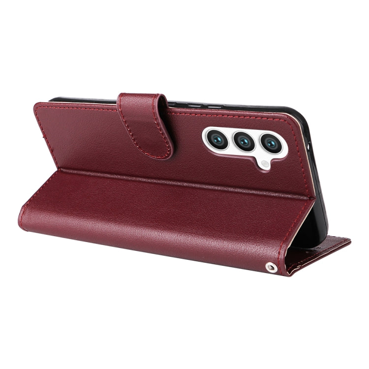 For Samsung Galaxy S25 5G 3-Card Slots Multifunctional Leather Phone Case(Wine Red) - Galaxy S25 5G Cases by buy2fix | Online Shopping UK | buy2fix