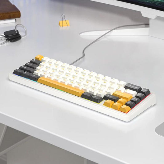 AULA F65 67 Keys 2.4G / BT / Wired Three Model RGB Gaske Mechanical Keyboard(Grey White Yellow-Blue Axis) - Wired Keyboard by AULA | Online Shopping UK | buy2fix