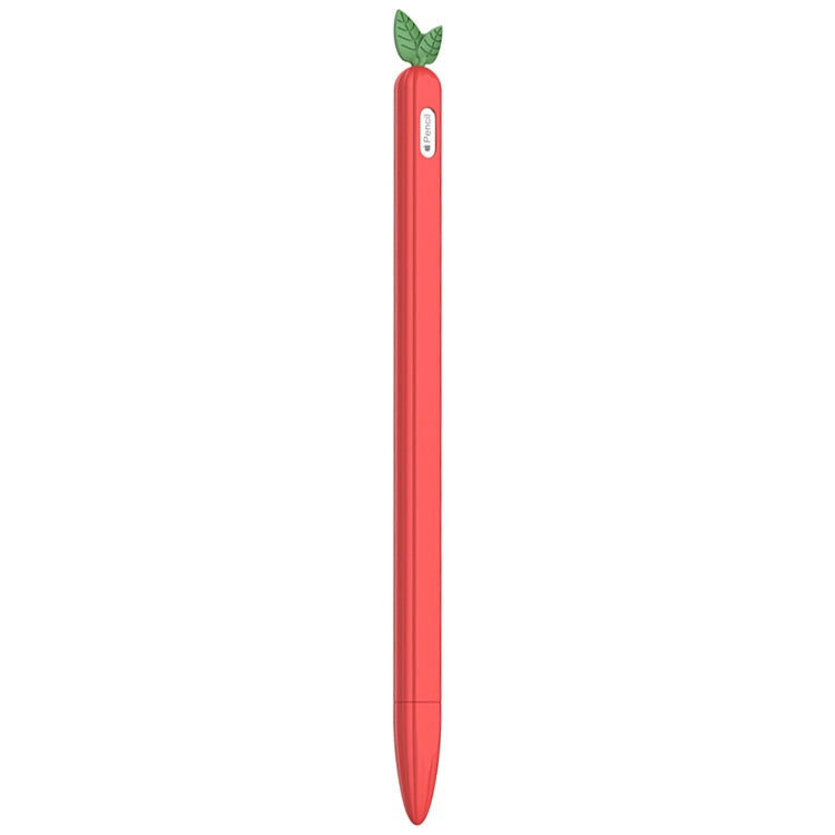 For Apple Pencil 2 Contrasting Color Mint Leaf Silicone Non-slip Protective Cover(Red) - Pencil Accessories by buy2fix | Online Shopping UK | buy2fix