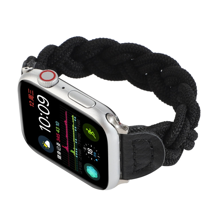 Elastic Woven Watch Band For Apple Watch Ultra 49mm&Watch Ultra 2 49mm / Series 9&8&7 45mm / SE 3&SE 2&6&SE&5&4 44mm / 3&2&1 42mm, Length:120mm(Black) - Watch Bands by buy2fix | Online Shopping UK | buy2fix