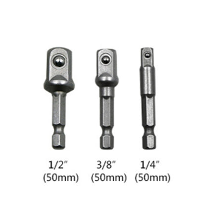 3 PCS/Set Socket Bit Extension Bar Hex Shank Adapter Drill Nut Driver Power Drill Bit(1/4, 3/8, 1/2 inch), Length:50mm - Hex Key & Spanner by buy2fix | Online Shopping UK | buy2fix