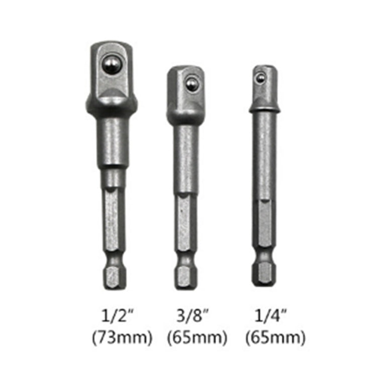 3 PCS/Set Socket Bit Extension Bar Hex Shank Adapter Drill Nut Driver Power Drill Bit(1/4, 3/8, 1/2 inch), Length:65-73mm - Hex Key & Spanner by buy2fix | Online Shopping UK | buy2fix