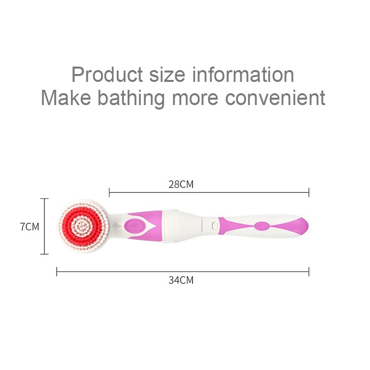 Multi-function Electric Waterproof Bath Cleansing Brush Long-handled Massage Brush, with 4 Brush Heads(Pink) - Bath Brushes & Sponges by buy2fix | Online Shopping UK | buy2fix