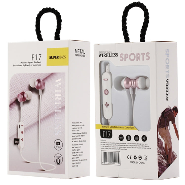 F17 Bluetooth 4.2 Hanging Neck Design Bluetooth Headset, Support Music Play & Switching & Volume Control & Answer(Rose Gold) - Neck-mounted Earphone by buy2fix | Online Shopping UK | buy2fix