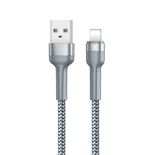 REMAX RC-124i 1m 2.4A USB to 8 Pin Aluminum Alloy Braid Fast Charging Data Cable for iPhone, iPad(Silver) - Normal Style Cable by REMAX | Online Shopping UK | buy2fix