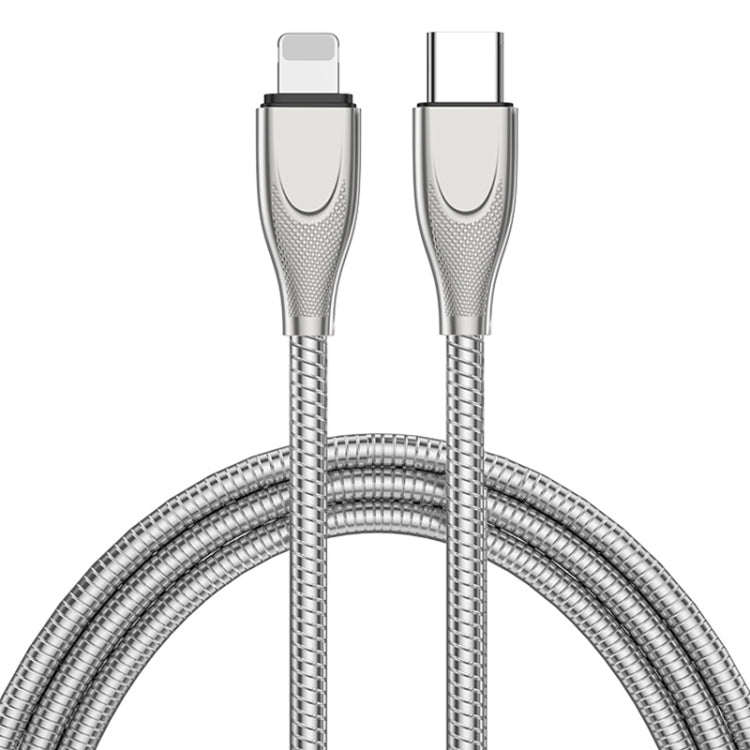 ADC-009 USB-C / Type-C to 8 Pin Zinc Alloy Hose Fast Charging Data Cable, Cable Length: 1m (Silver) - 2 in 1 Cable by buy2fix | Online Shopping UK | buy2fix