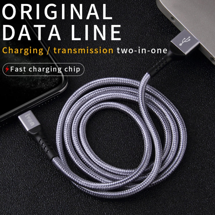 IVON CA89 2.1A USB to 8 Pin Braid Fast Charge Data Cable, Cable Length: 1m(Gold) - Normal Style Cable by IVON | Online Shopping UK | buy2fix