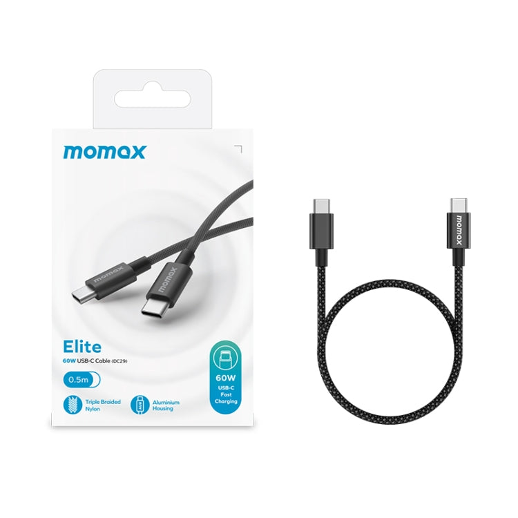 MOMAX DC29 50cm USB-C / Type-C to USB-C / Type-C 60W Braided Data Sync Charge Cable (White) - USB-C & Type-C Cable by MOMAX | Online Shopping UK | buy2fix