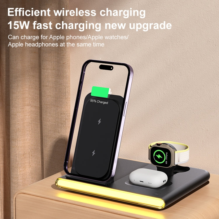 C27 15W 4 in 1 Foldable Magnetic Wireless Charger with Ambient Light (White) - Wireless Charger by buy2fix | Online Shopping UK | buy2fix