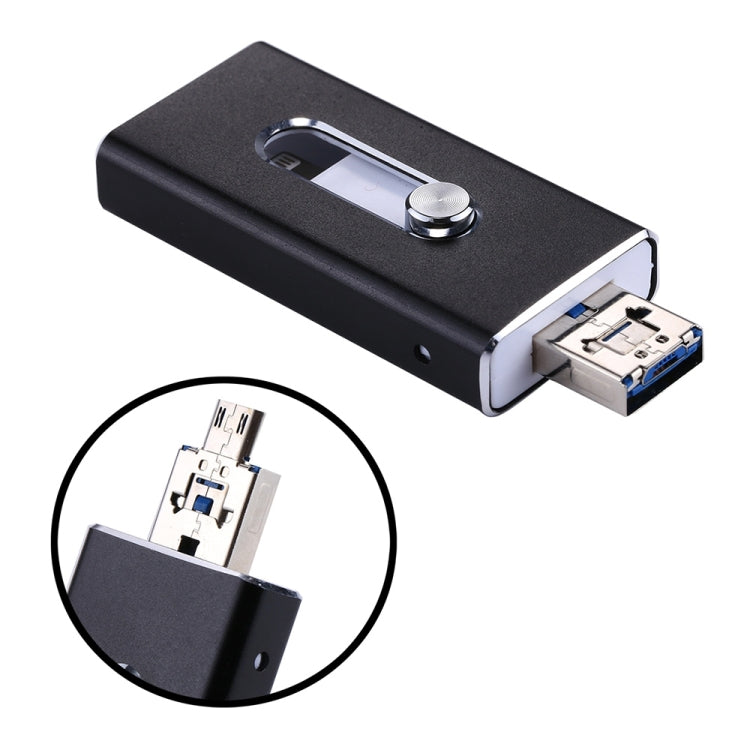 RQW-02 3 in 1 USB 2.0 & 8 Pin & Micro USB 64GB Flash Drive(Black) - U Disk & Card Reader by buy2fix | Online Shopping UK | buy2fix