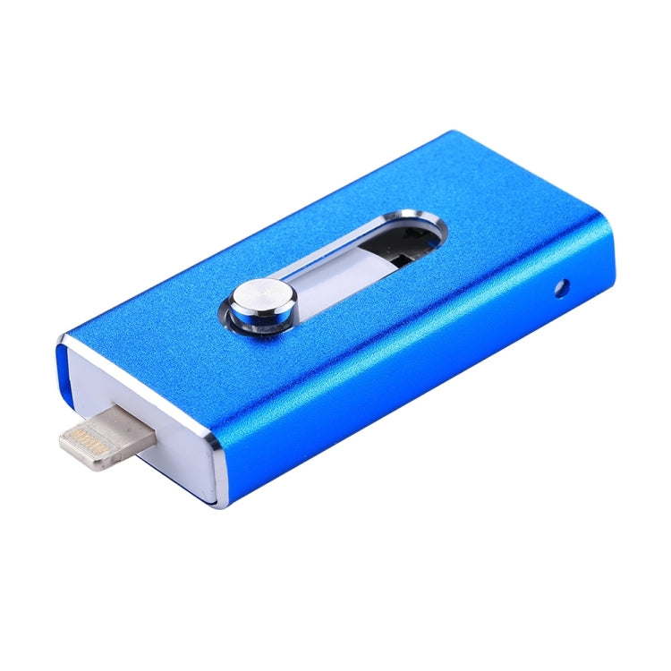 RQW-02 3 in 1 USB 2.0 & 8 Pin & Micro USB 128GB Flash Drive(Blue) - U Disk & Card Reader by buy2fix | Online Shopping UK | buy2fix