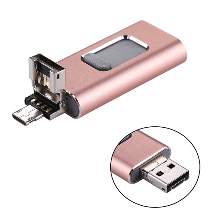 easyflash RQW-01B 3 in 1 USB 2.0 & 8 Pin & Micro USB 128GB Flash Drive(Rose Gold) - U Disk & Card Reader by buy2fix | Online Shopping UK | buy2fix