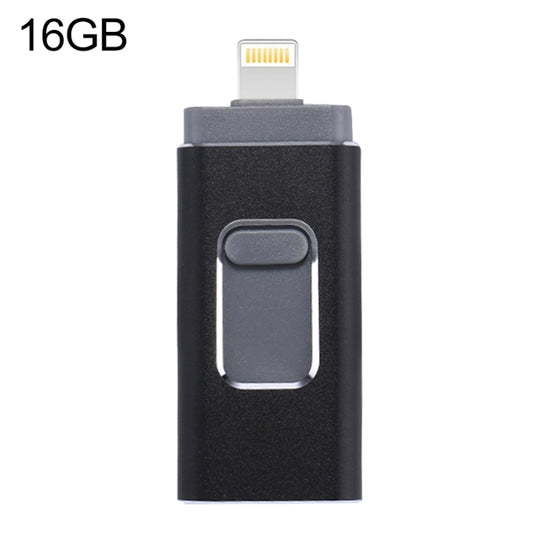 easyflash RQW-01B 3 in 1 USB 2.0 & 8 Pin & Micro USB 16GB Flash Drive(Black) - U Disk & Card Reader by buy2fix | Online Shopping UK | buy2fix