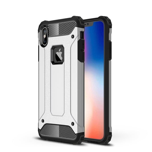 For iPhone XS Max TPU + PC Armor Combination Back Cover Case(Silver) - More iPhone Cases by buy2fix | Online Shopping UK | buy2fix