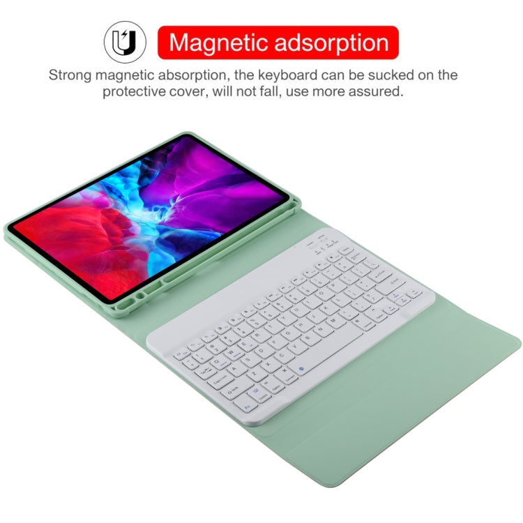 TG11B Detachable Bluetooth White Keyboard + Microfiber Leather Tablet Case for iPad Pro 11 inch (2020), with Pen Slot & Holder (Green) - For iPad Pro by buy2fix | Online Shopping UK | buy2fix