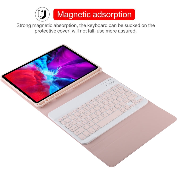 TG11B Detachable Bluetooth Pink Keyboard + Microfiber Leather Tablet Case for iPad Pro 11 inch (2020), with Pen Slot & Holder (Pink) - For iPad Pro by buy2fix | Online Shopping UK | buy2fix