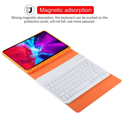 TG11BS Detachable Bluetooth White Keyboard Microfiber Leather Tablet Case for iPad Pro 11 inch (2020), with Backlight & Pen Slot & Holder (Orange) - For iPad Pro by buy2fix | Online Shopping UK | buy2fix