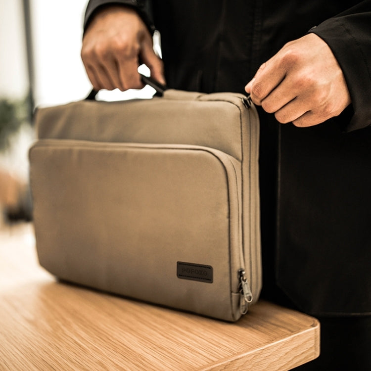 POFOKO E550 13 inch Portable Waterproof Polyester Laptop Handbag(Khaki) - Other by POFOKO | Online Shopping UK | buy2fix