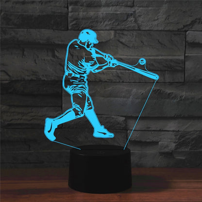 Playing Baseball Shape 3D Colorful LED Vision Light Table Lamp, USB & Battery Version - Novelty Lighting by buy2fix | Online Shopping UK | buy2fix
