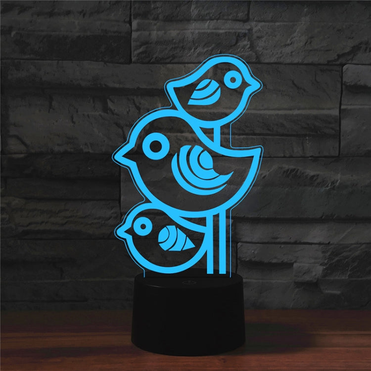 Three Birds Shape 3D Colorful LED Vision Light Table Lamp, 16 Colors Remote Control Version - Novelty Lighting by buy2fix | Online Shopping UK | buy2fix