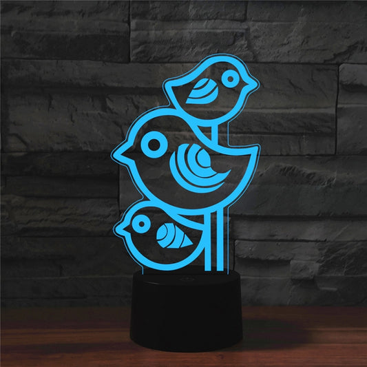 Three Birds Shape 3D Colorful LED Vision Light Table Lamp, USB Touch Version - Novelty Lighting by buy2fix | Online Shopping UK | buy2fix