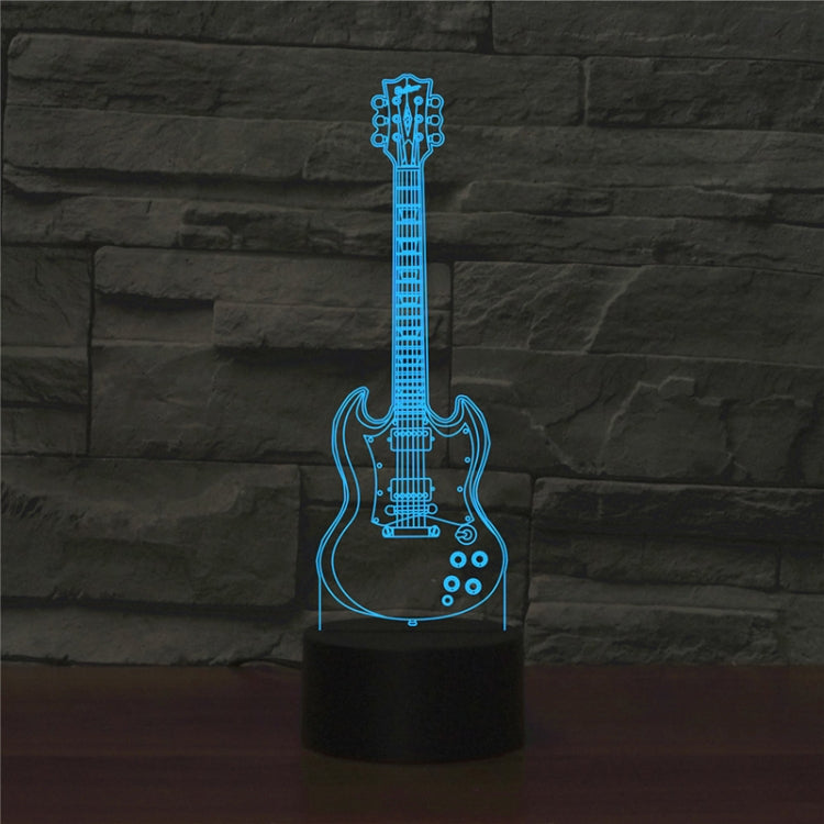 Five-string Guitar Shape 3D Colorful LED Vision Light Table Lamp, USB & Battery Version - Novelty Lighting by buy2fix | Online Shopping UK | buy2fix
